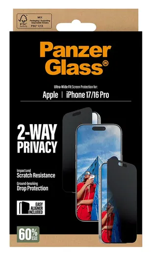 PanzerGlass Ultra-Wide iPhone 17 / 16 Pro Screen Protector Privacy Glass afbeelding 6