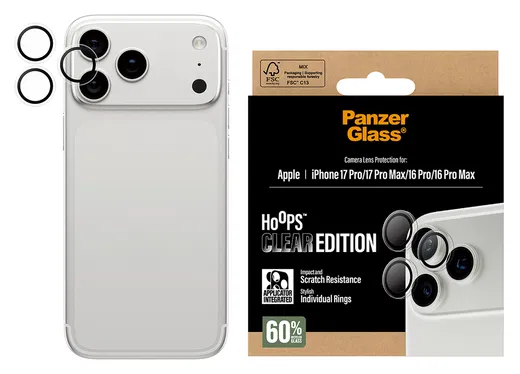 PanzerGlass Hoops Rings iPhone 17 Pro (Max) Camera Protector Glas Transparant afbeelding 4