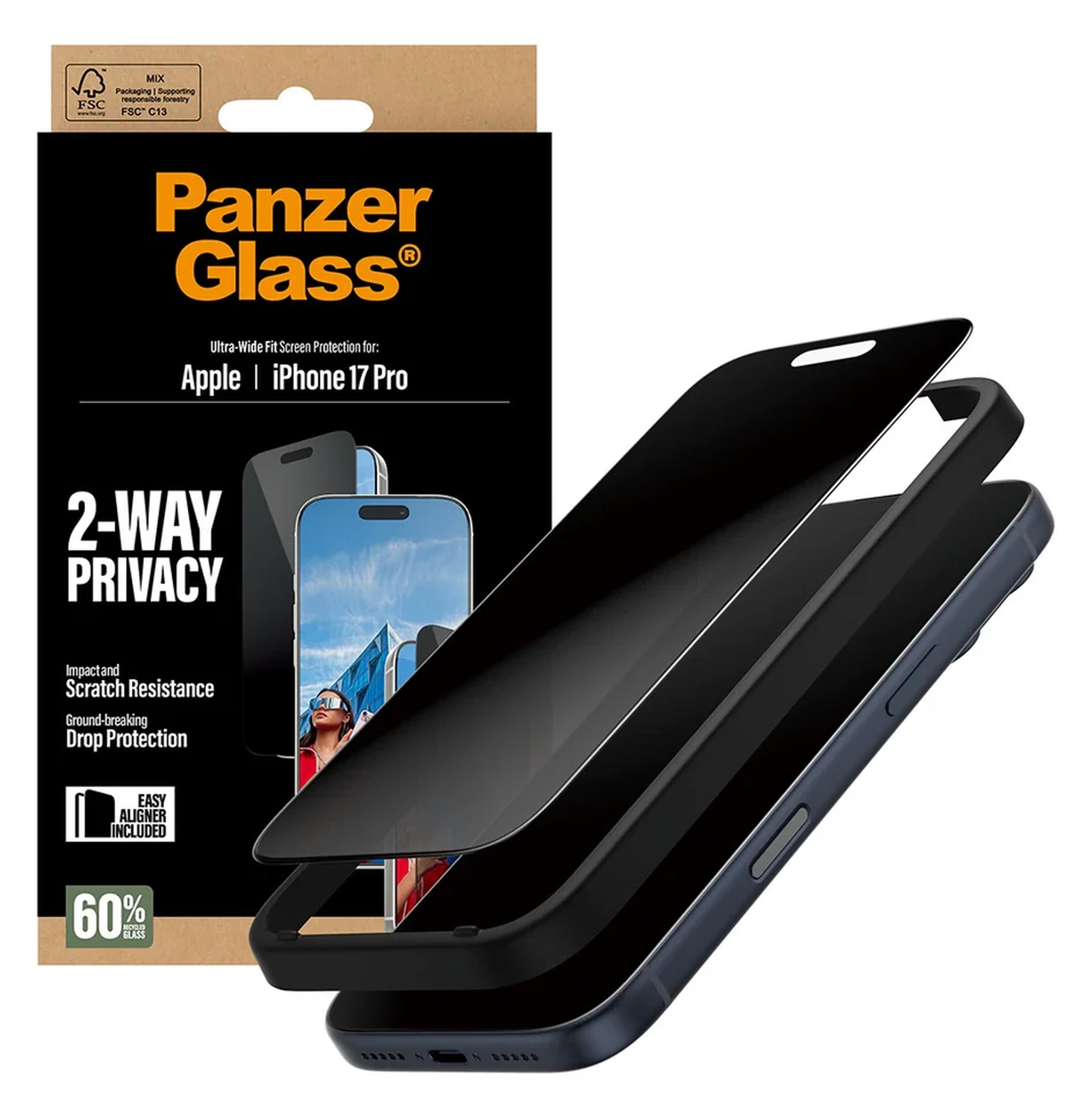 PanzerGlass Ultra-Wide iPhone 17 Pro Screen Protector Privacy Glass afbeelding 1