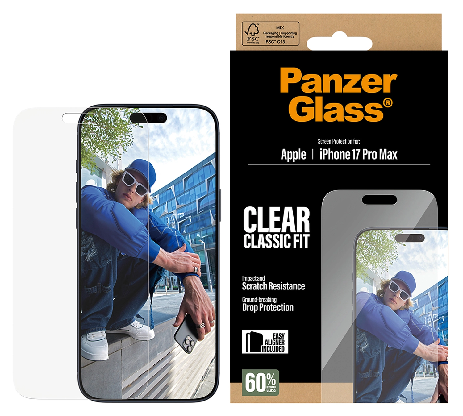 PanzerGlass Classic Fit iPhone 17 Pro Max Screen Protector Tempered Glass afbeelding 2