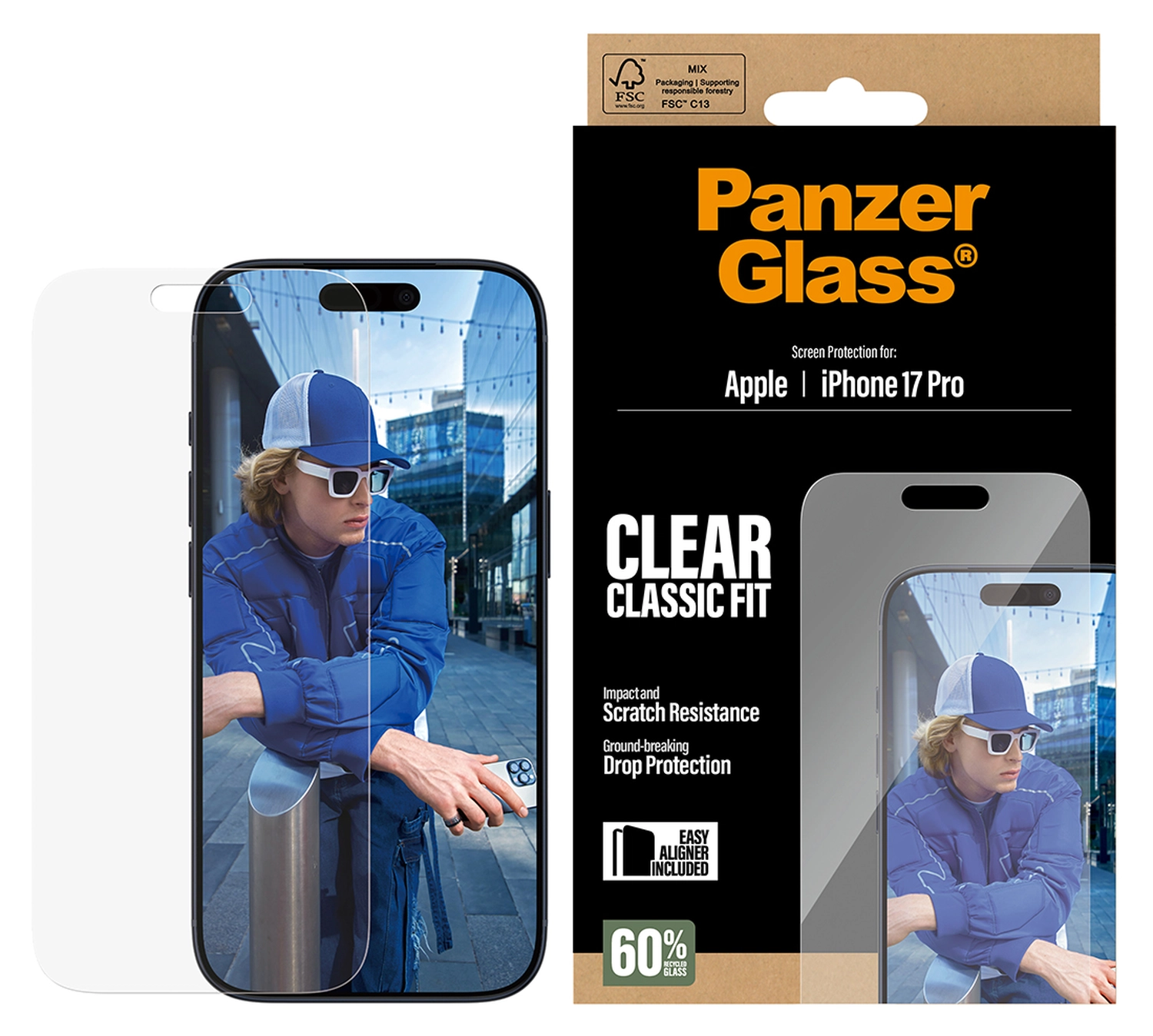 PanzerGlass Classic Fit iPhone 17 Pro Screen Protector Tempered Glass afbeelding 2