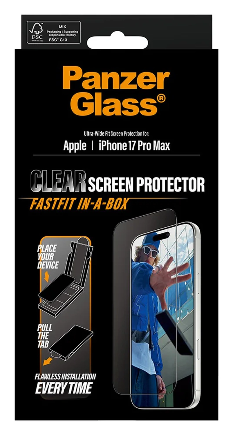 PanzerGlass Ultra-Wide Clear iPhone 17 Pro Max Screen Protector Tempered Glass afbeelding 5