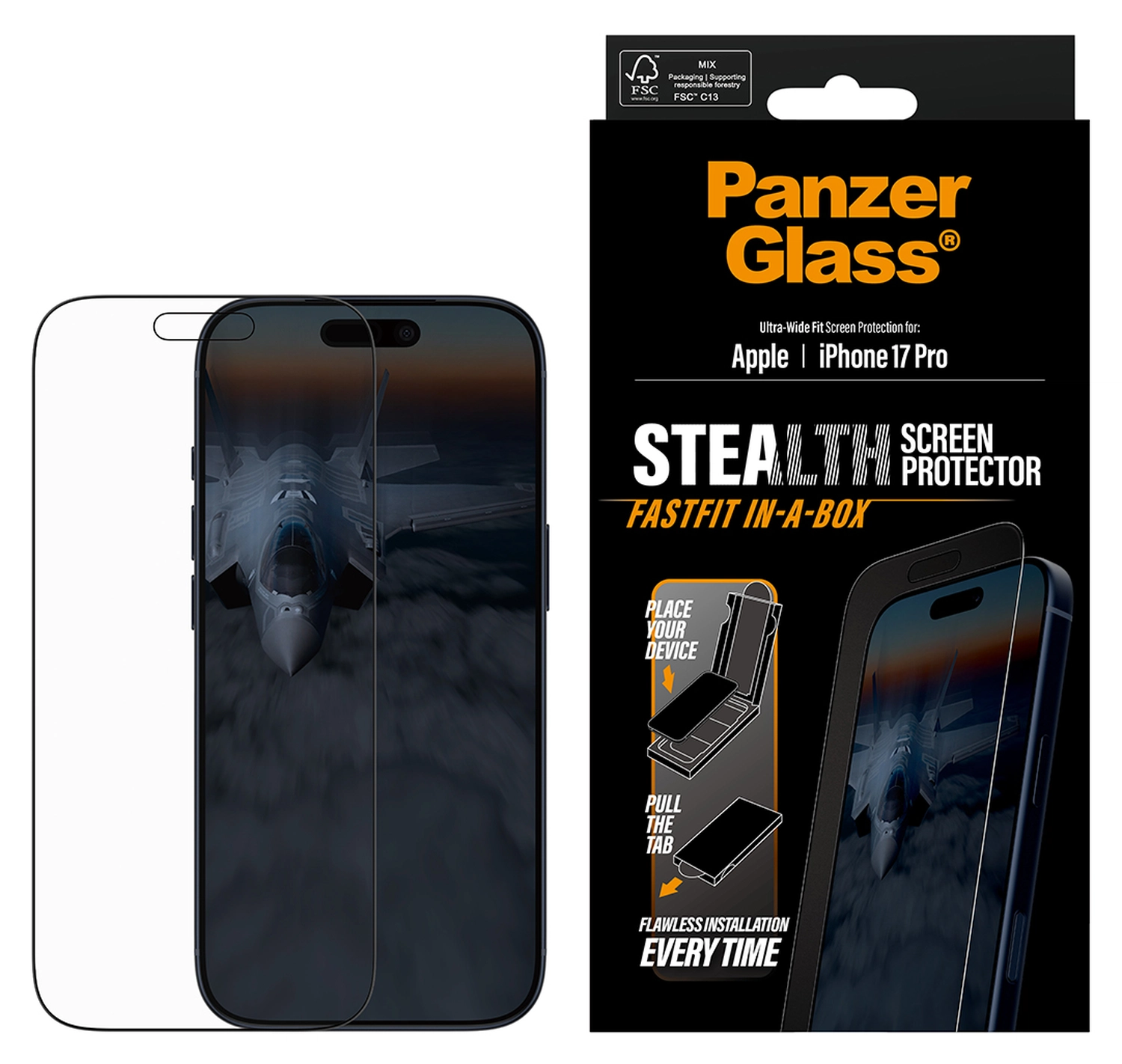 PanzerGlass Stealth iPhone 17 Pro Screen Protector Tempered Glass afbeelding 1