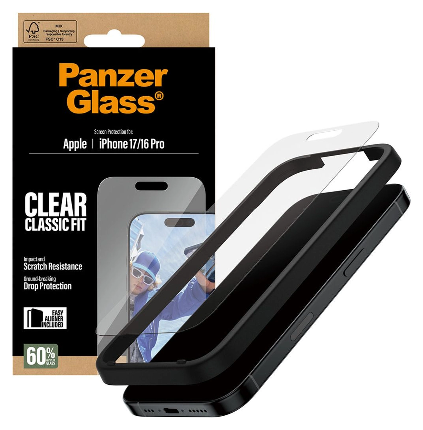 PanzerGlass Classic Fit iPhone 17 / 16 Pro Screen Protector Tempered Glass afbeelding 1