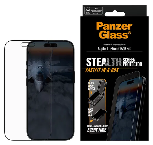 PanzerGlass Stealth iPhone 17/16 Pro Screen Protector Tempered Glass afbeelding 1