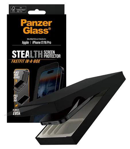 PanzerGlass Stealth iPhone 17/16 Pro Screen Protector Tempered Glass afbeelding 2