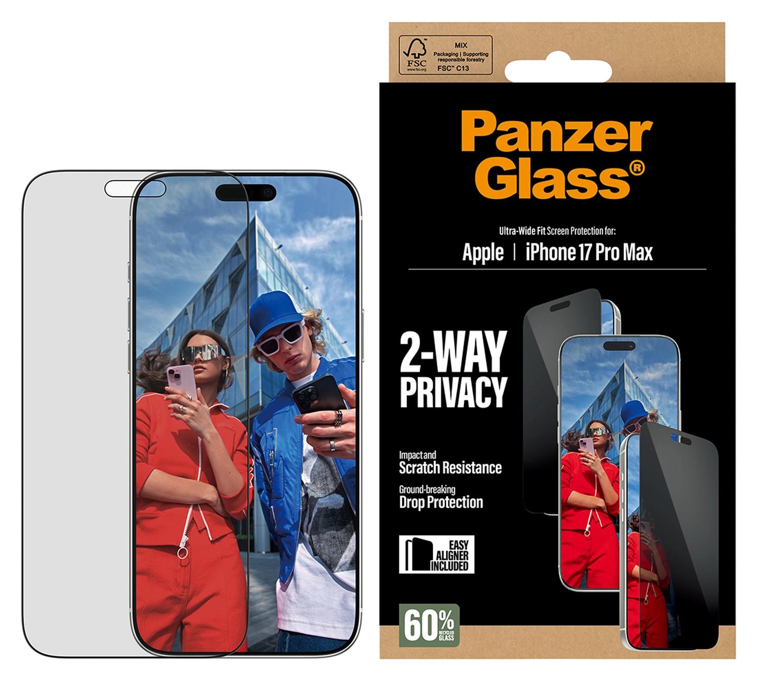 PanzerGlass Ultra-Wide iPhone 17 Pro Max Screen Protector Privacy Glass afbeelding 3