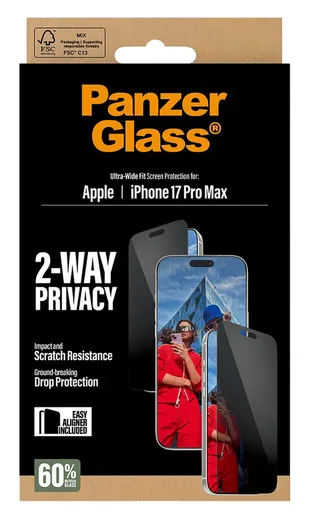 PanzerGlass Ultra-Wide iPhone 17 Pro Max Screen Protector Privacy Glass afbeelding 6