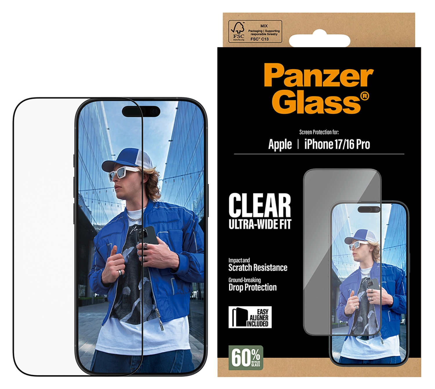 PanzerGlass Ultra-Wide iPhone 17 / 16 Pro Screen Protector Tempered Glass afbeelding 2