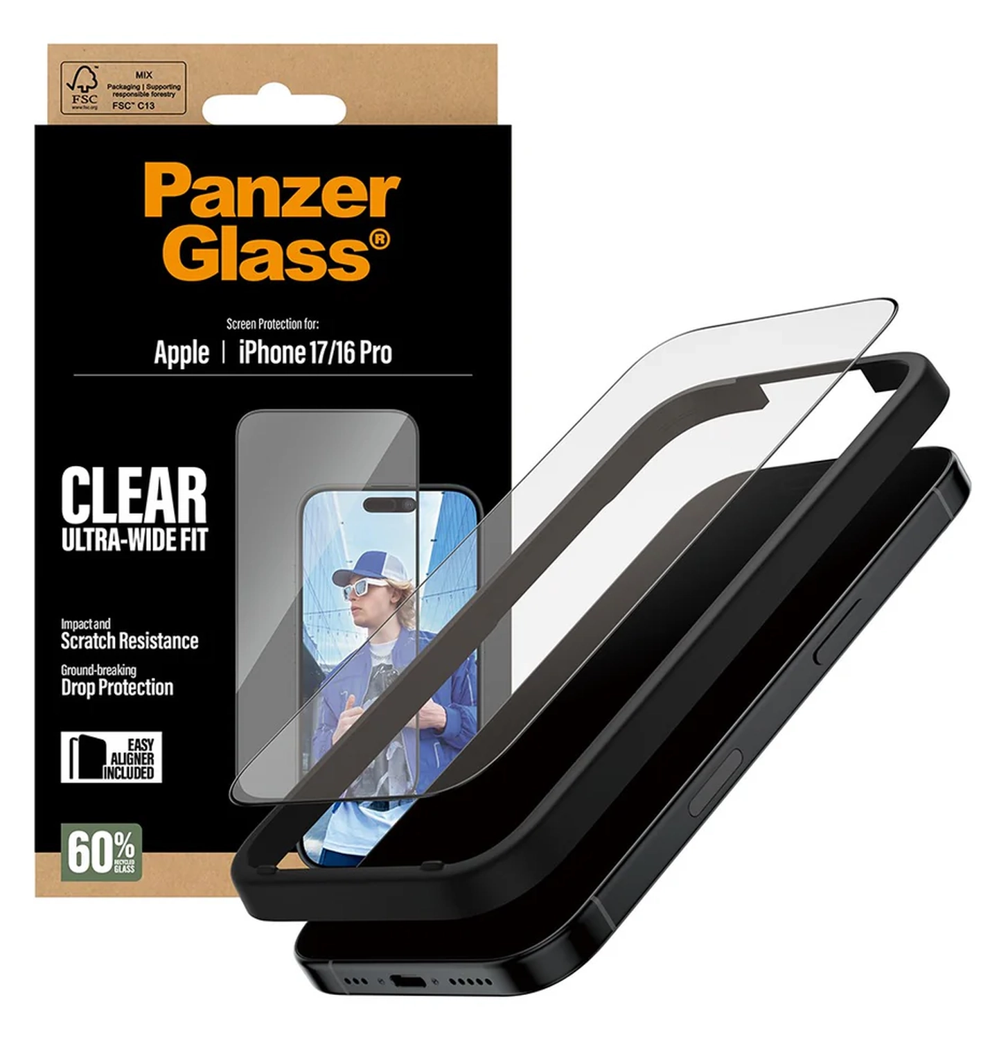 PanzerGlass Ultra-Wide iPhone 17 / 16 Pro Screen Protector Tempered Glass afbeelding 1