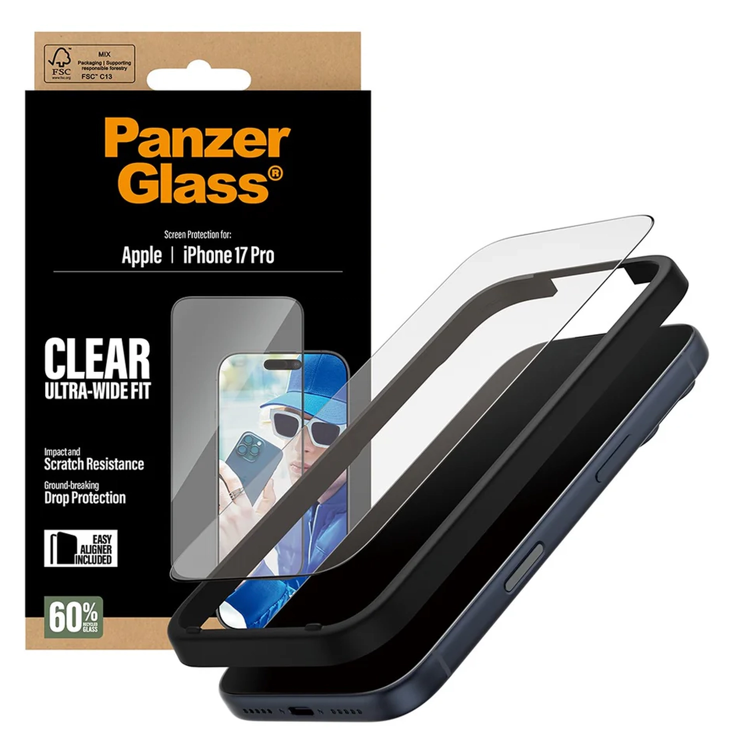PanzerGlass Ultra-Wide iPhone 17 Pro Screen Protector Tempered Glass afbeelding 1