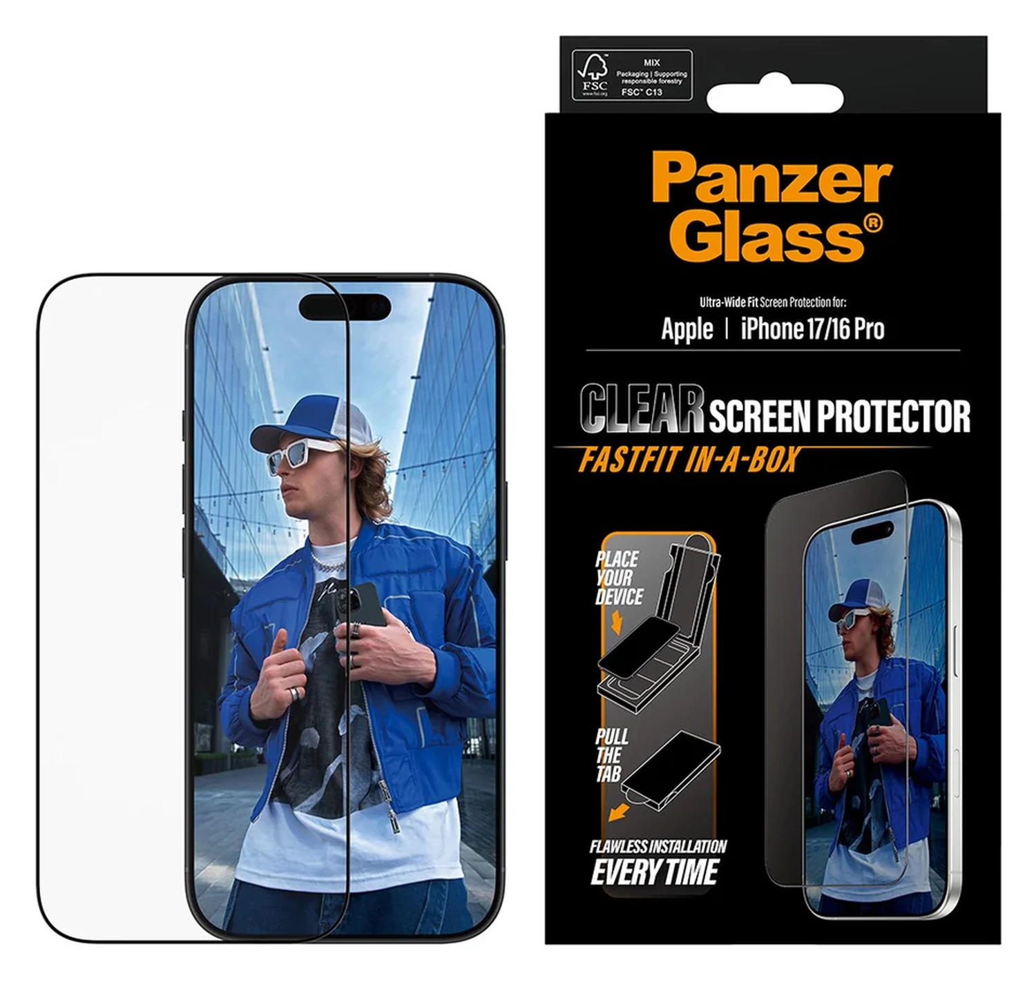 PanzerGlass Ultra-Wide Clear iPhone 17 / 16 Pro Screen Protector Tempered Glass afbeelding 1