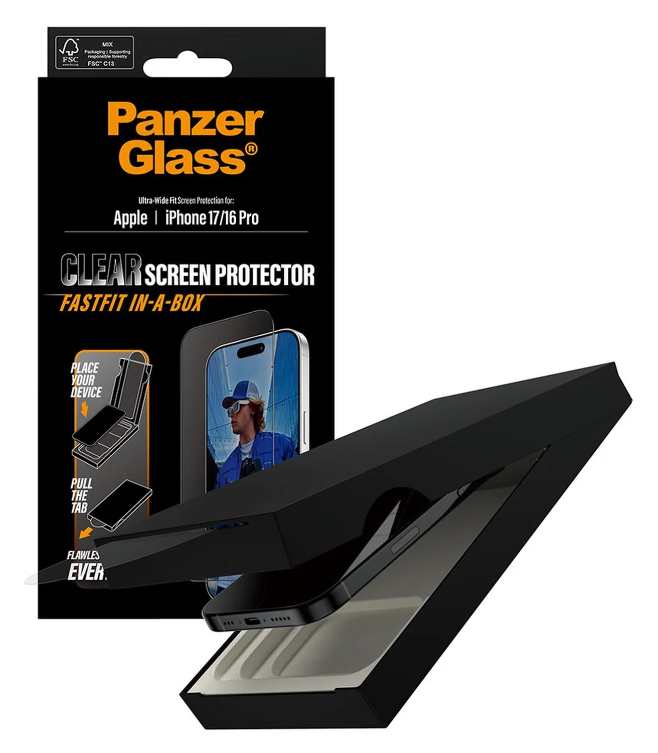 PanzerGlass Ultra-Wide Clear iPhone 17 / 16 Pro Screen Protector Tempered Glass afbeelding 2