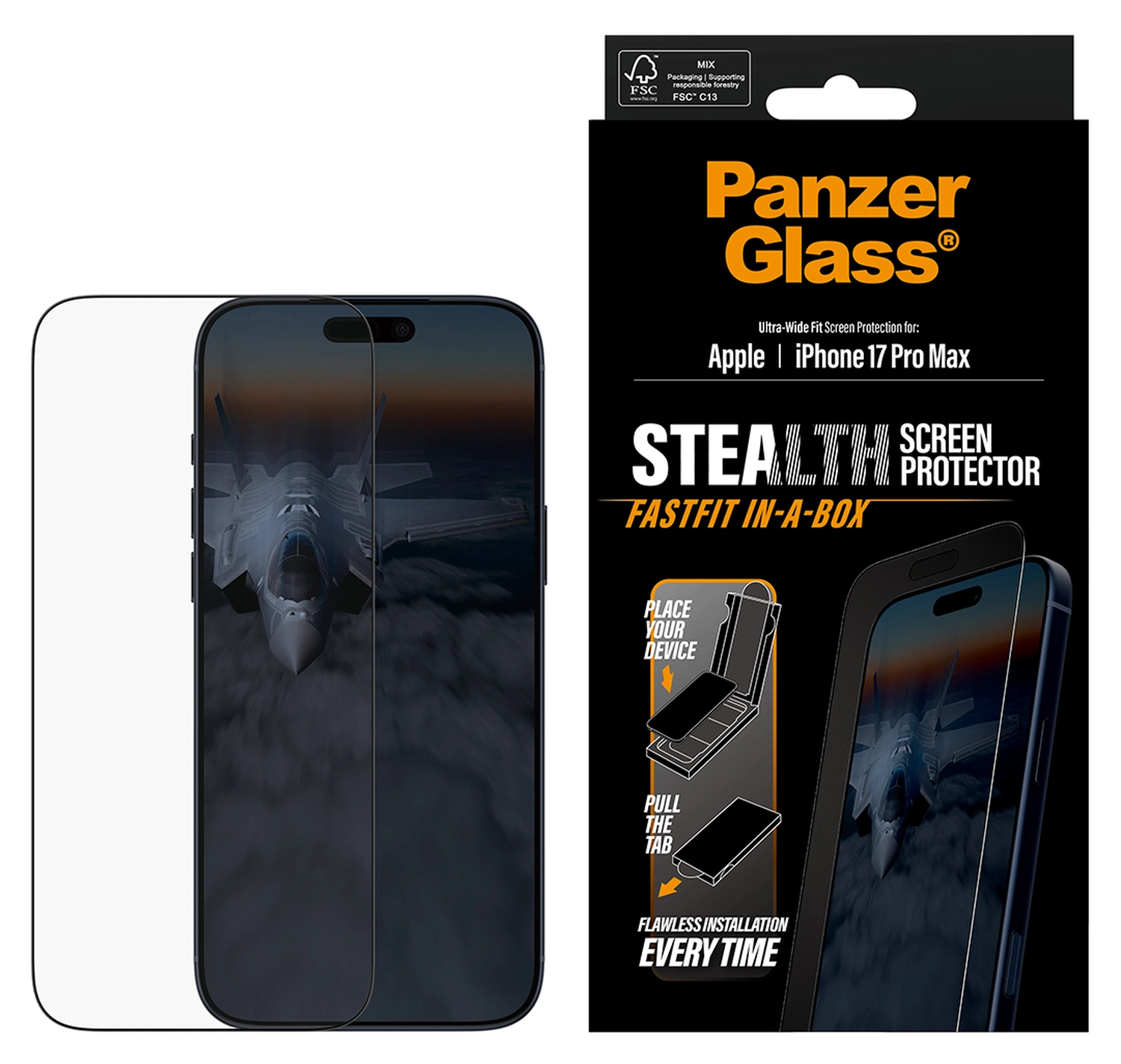 PanzerGlass Stealth iPhone 17 Pro Max Screen Protector Tempered Glass afbeelding 1