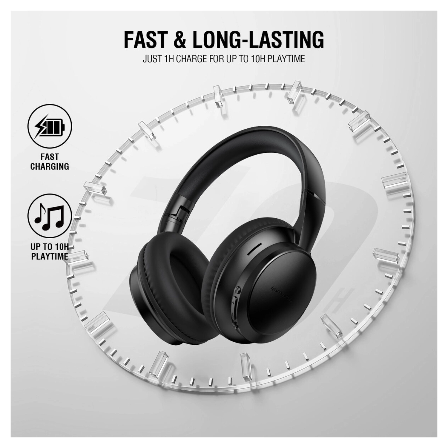 4smarts SkyBuds Wave Over-Ear Draadloze Bluetooth Koptelefoon Zwart afbeelding 6