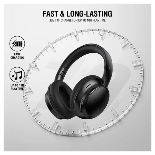 4smarts SkyBuds Wave Over-Ear Draadloze Bluetooth Koptelefoon Zwart afbeelding 6
