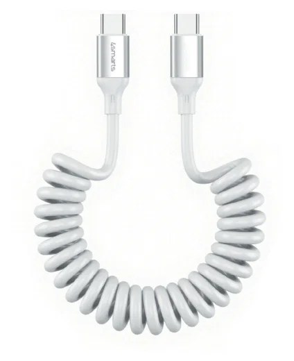 4smarts USB-C naar USB-C Krulsnoer Kabel 240W Power Delivery 50CM Wit afbeelding 1