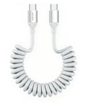 4smarts USB-C naar USB-C Krulsnoer Kabel 240W Power Delivery 50CM Wit