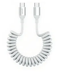4smarts USB-C naar USB-C Krulsnoer Kabel 240W Power Delivery 50CM Wit afbeelding