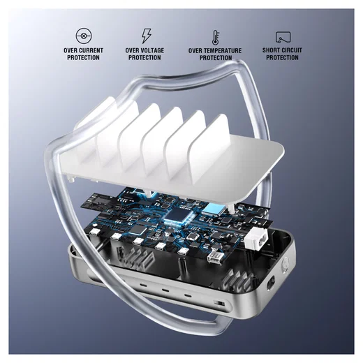 4Smarts Team 100W Laadstation 5x USB-C 1x USB-A Oplader Zilver afbeelding 5