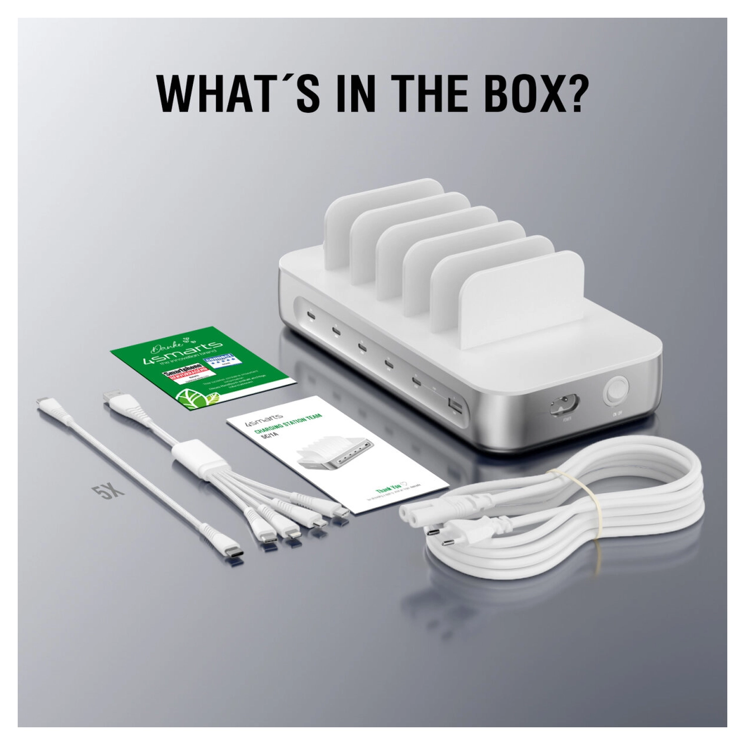 4Smarts Team 100W Laadstation 5x USB-C 1x USB-A Oplader Zilver afbeelding 8