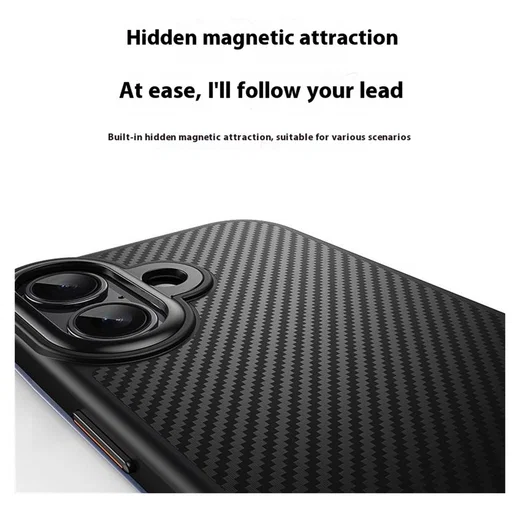 Apple iPhone 17 Hoesje MagSafe Back Cover Carbon Fiber Zwart afbeelding 5