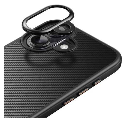 Apple iPhone 17 Hoesje MagSafe Back Cover Carbon Fiber Zwart afbeelding 6