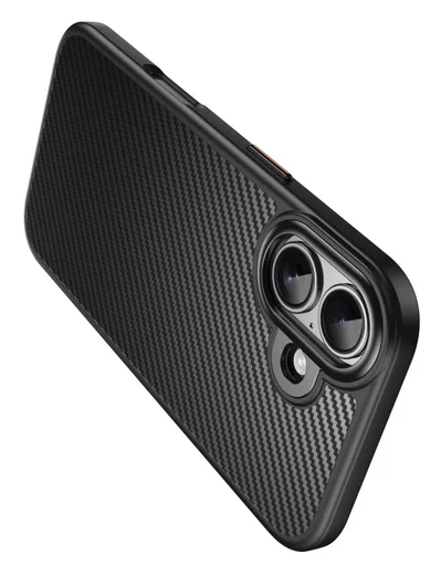Apple iPhone 17 Hoesje MagSafe Back Cover Carbon Fiber Zwart afbeelding 9