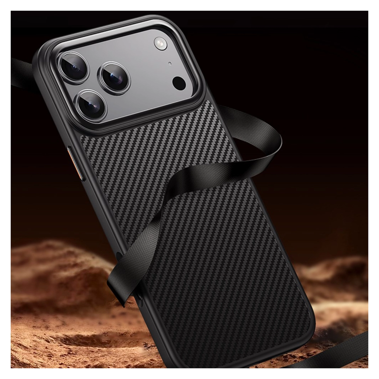 Apple iPhone 17 Pro Hoesje MagSafe Back Cover Carbon Fiber Zwart afbeelding 10