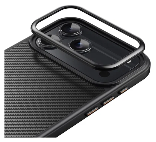 Apple iPhone 17 Pro Hoesje MagSafe Back Cover Carbon Fiber Zwart afbeelding 2