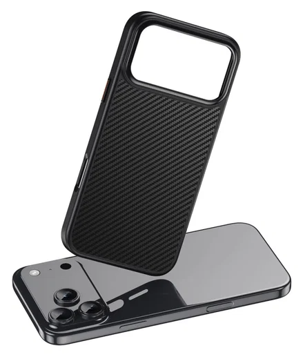Apple iPhone 17 Pro Hoesje MagSafe Back Cover Carbon Fiber Zwart afbeelding 3