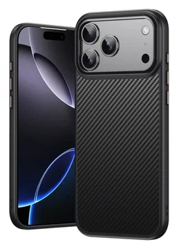 Apple iPhone 17 Pro Max Hoesje MagSafe Back Cover Carbon Fiber Zwart
