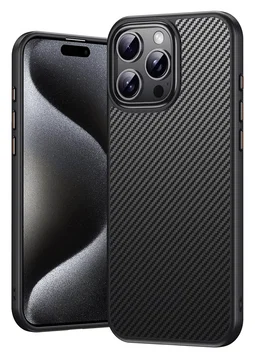 Apple iPhone 16 Pro Hoesje MagSafe Back Cover Carbon Fiber Zwart