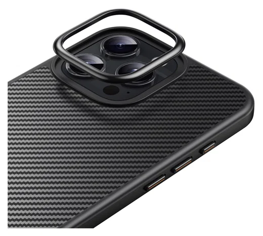 Apple iPhone 16 Pro Hoesje MagSafe Back Cover Carbon Fiber Zwart afbeelding 11
