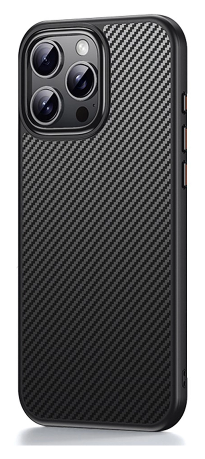 Apple iPhone 16 Pro Hoesje MagSafe Back Cover Carbon Fiber Zwart afbeelding 2