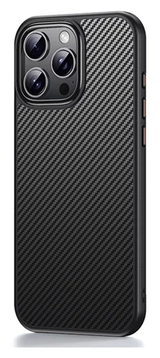 Apple iPhone 16 Pro Hoesje MagSafe Back Cover Carbon Fiber Zwart afbeelding 2
