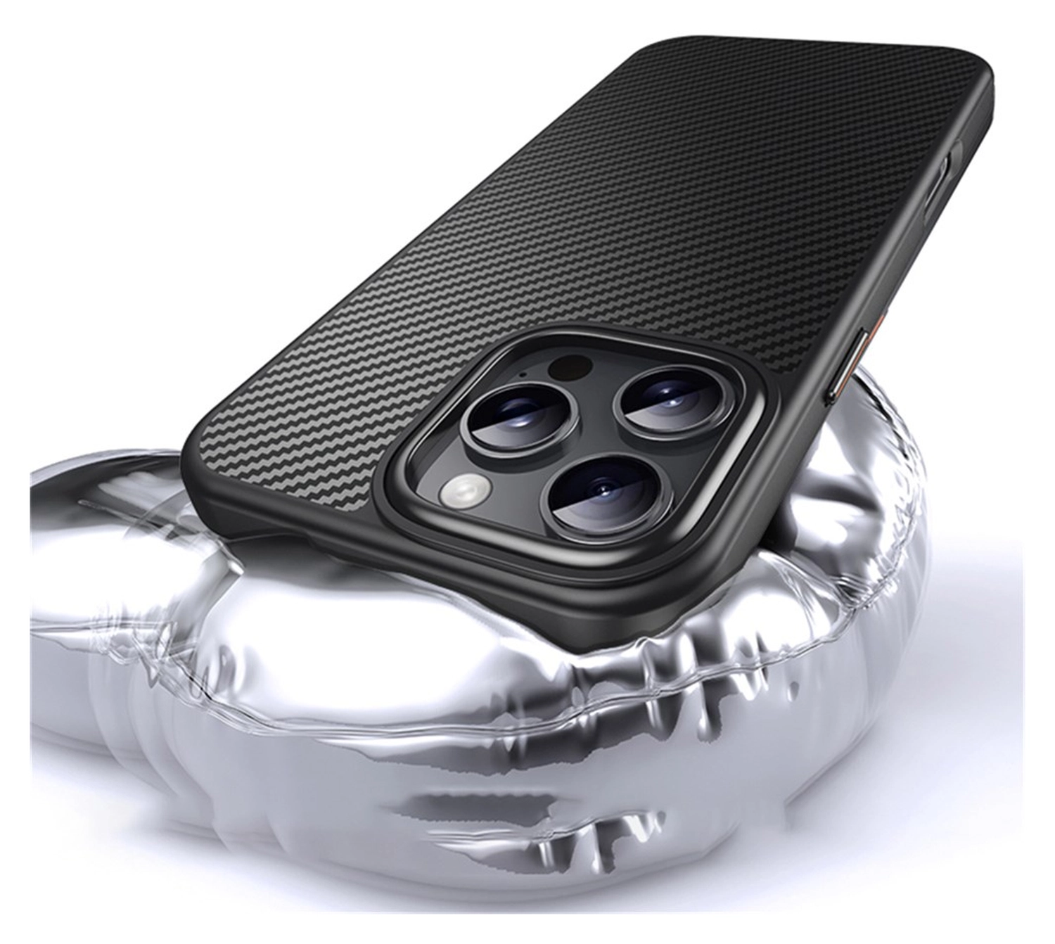 Apple iPhone 16 Pro Hoesje MagSafe Back Cover Carbon Fiber Zwart afbeelding 4