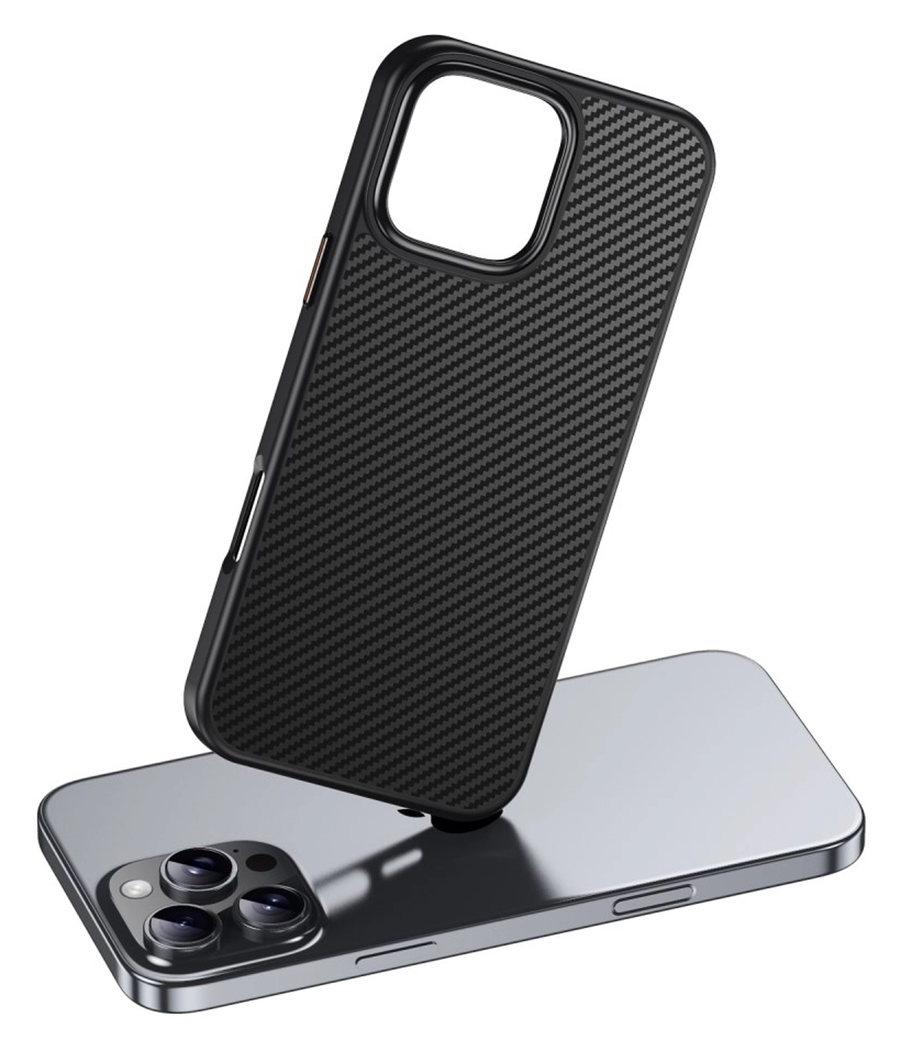 Apple iPhone 16 Pro Hoesje MagSafe Back Cover Carbon Fiber Zwart afbeelding 5