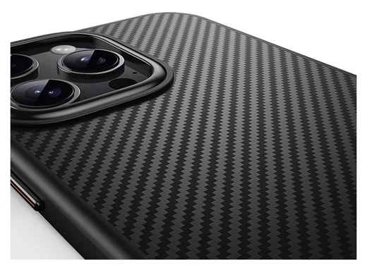 Apple iPhone 16 Pro Hoesje MagSafe Back Cover Carbon Fiber Zwart afbeelding 6
