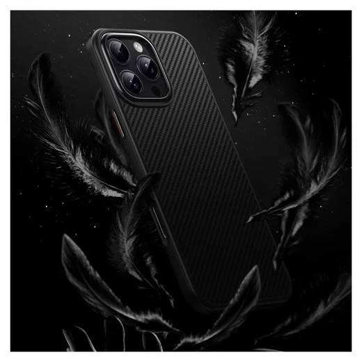 Apple iPhone 16 Pro Hoesje MagSafe Back Cover Carbon Fiber Zwart afbeelding 7