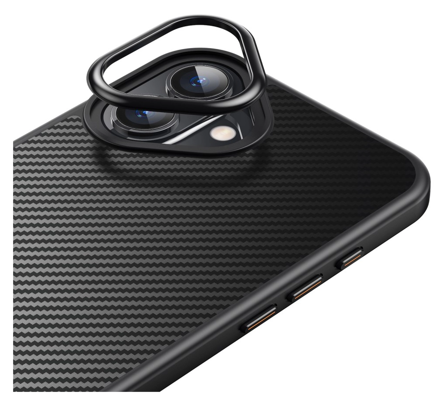 Apple iPhone 16 Hoesje MagSafe Back Cover Carbon Fiber Zwart afbeelding 10