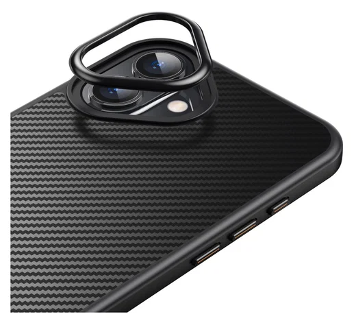 Apple iPhone 16 Hoesje MagSafe Back Cover Carbon Fiber Zwart afbeelding 10