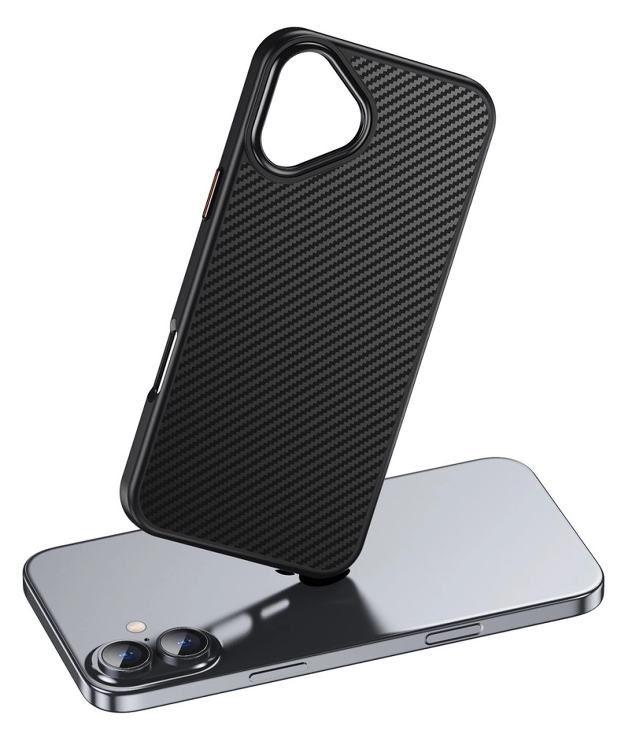 Apple iPhone 16 Hoesje MagSafe Back Cover Carbon Fiber Zwart afbeelding 11