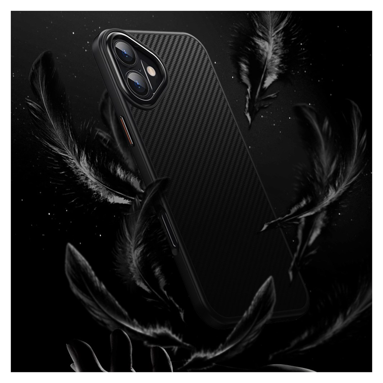 Apple iPhone 16 Hoesje MagSafe Back Cover Carbon Fiber Zwart afbeelding 4