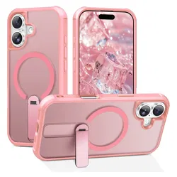 Apple iPhone 17 Hoesje MagSafe Back Cover met Kickstand Roze afbeelding