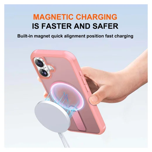 Apple iPhone 17 Hoesje MagSafe Back Cover met Kickstand Roze afbeelding 2
