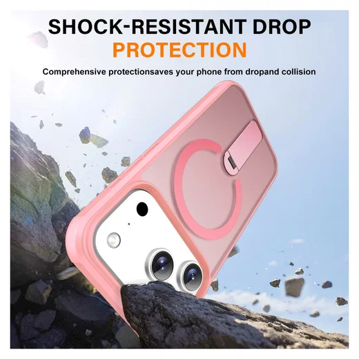 Apple iPhone 17 Pro Max Hoesje MagSafe Back Cover met Kickstand Roze afbeelding 3