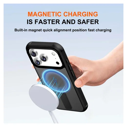 Apple iPhone 17 Pro Max Hoesje MagSafe Back Cover met Kickstand Zwart afbeelding 2