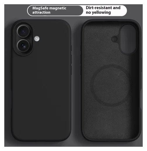 Apple iPhone 17 Hoesje MagSafe Siliconen Back Cover Dun Zwart afbeelding 2