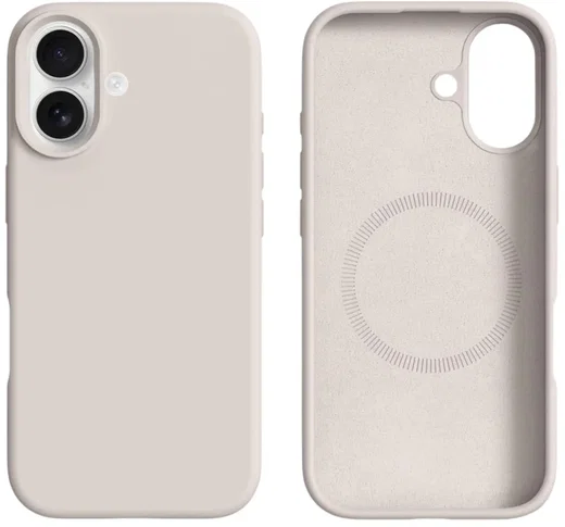 Apple iPhone 17 Hoesje MagSafe Siliconen Back Cover Dun Beige afbeelding 7